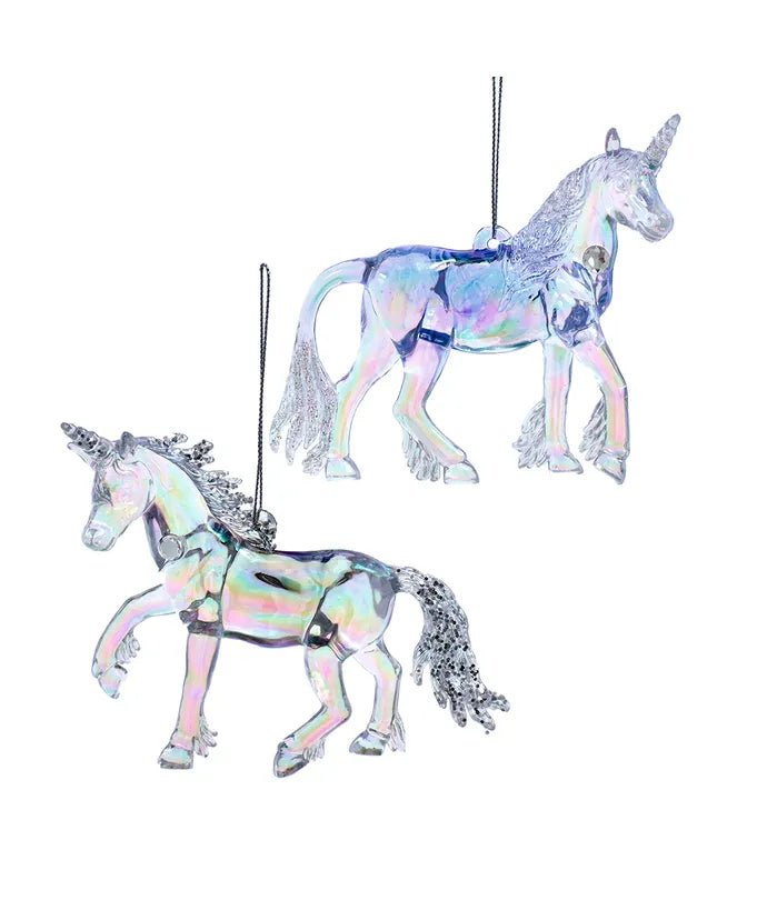 4.2" Lavender, Blue and Clear Unicorn Ornament