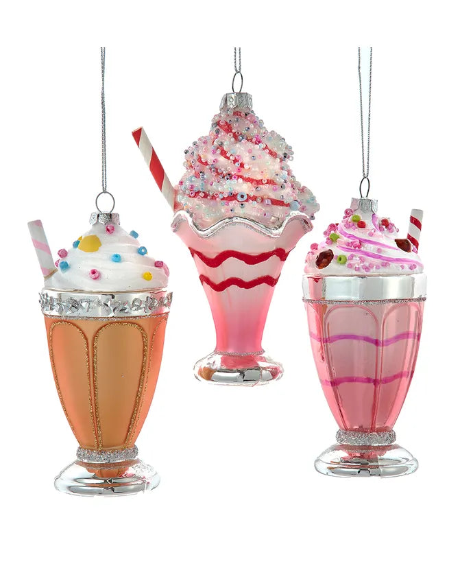 Glass Ice Cream Soda Float With Straw Ornament