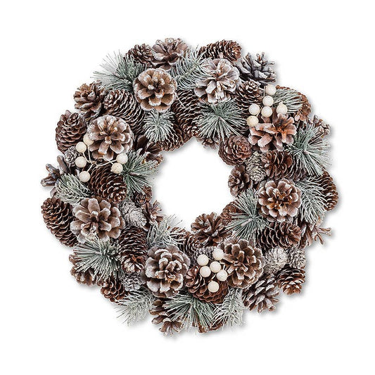Frosted Wreath w/Pinecones & Berries