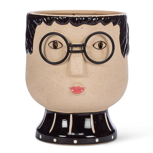 Lg Face w/Glasses Planter
