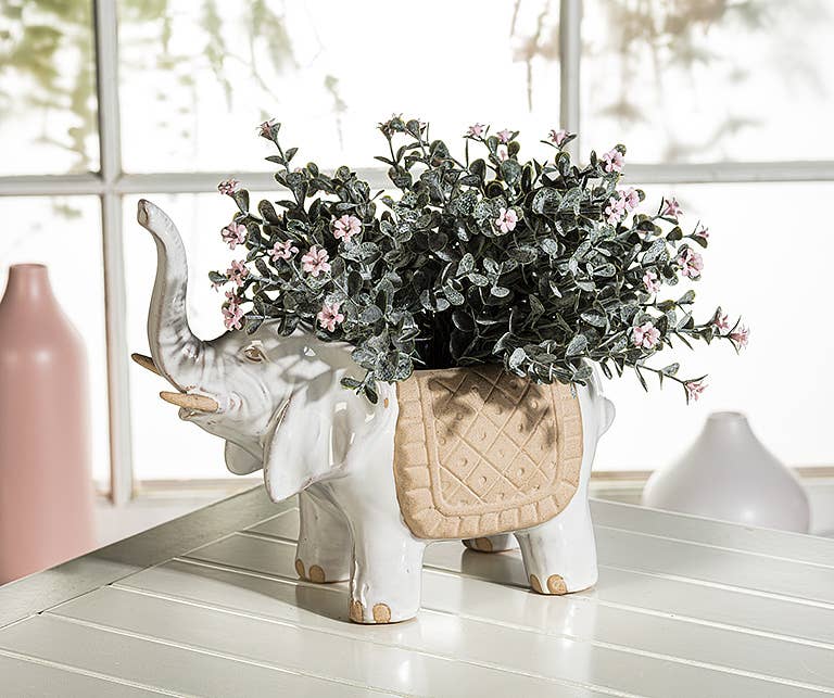 Trunk Up Elephant Planter