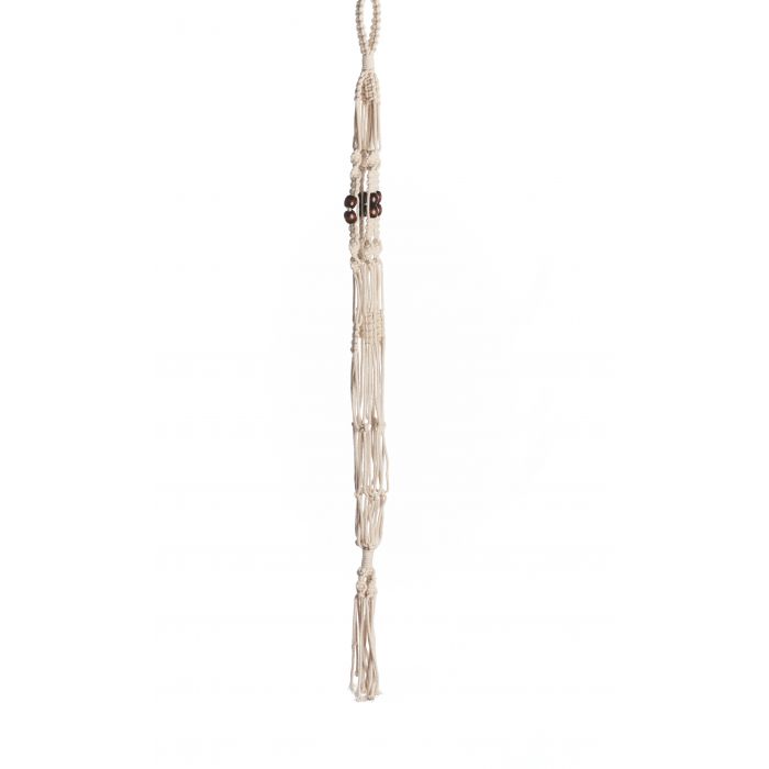 42" Brown Beaded Woven Cotton Plant Hanger