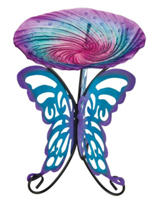 18" Birdbath with Butterfly Stand