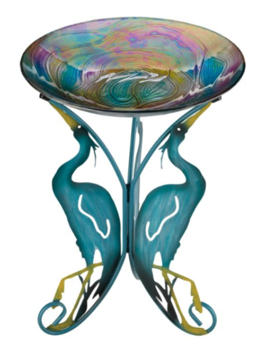 18" Birdbath with Heron Stand