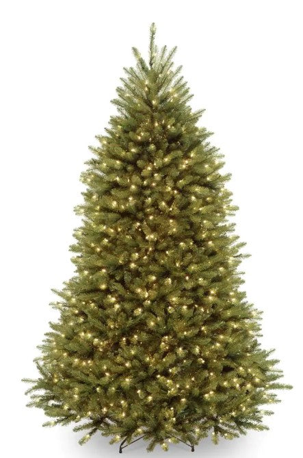 7.5' Dunhill Fir Hinged Tree with Clear Lights