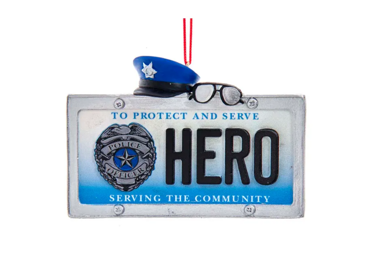 "Police Hero" License Plate Ornament