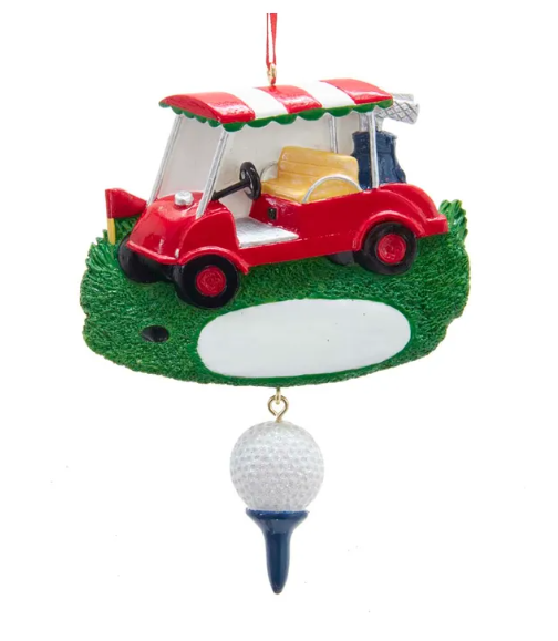 Golf Cart And Tee Ornament For Personalization
