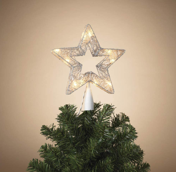 Electric Lighted Double-Sided Star Tree Topper with 10 Lights (8.8" D)