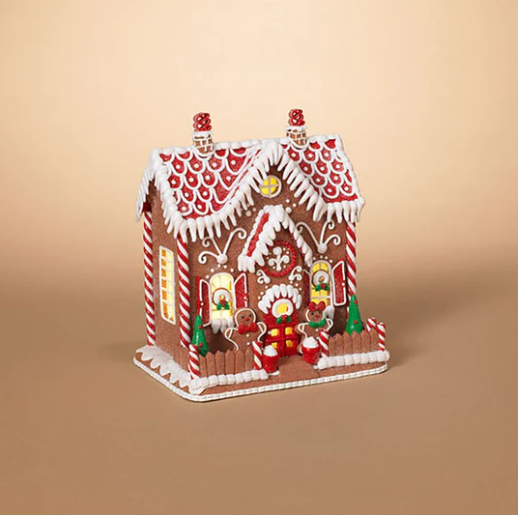 Lighted Clay Dough Holiday Gingerbread House (9"H)
