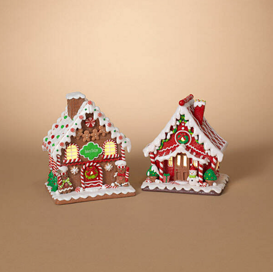 Lighted Holiday Gingerbread House (9"H)