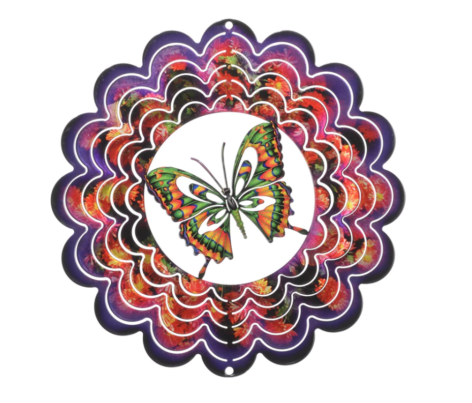 Kaleidoscope Butterfly Purple Wind Spinner (11")