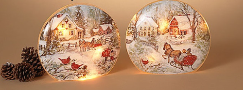 Electric Lighted Frosted Glass Holiday Design (9.8"L)