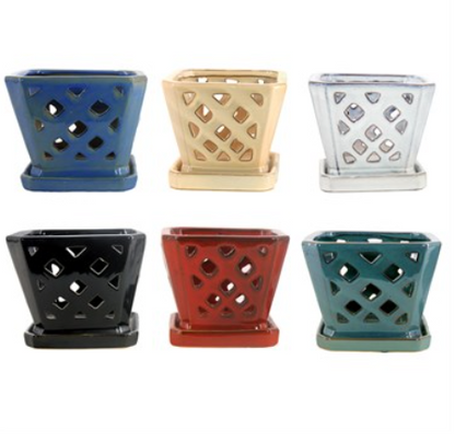 5" Square Diamond Orchid Pots