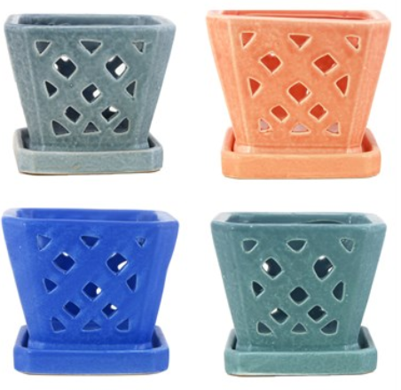 7" Square Diamond Orchid Pots