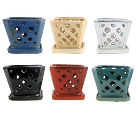 7" Square Diamond Orchid Pots