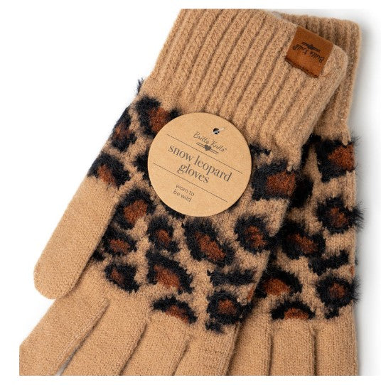 Britt's Knits Gray Snow Leopard Gloves