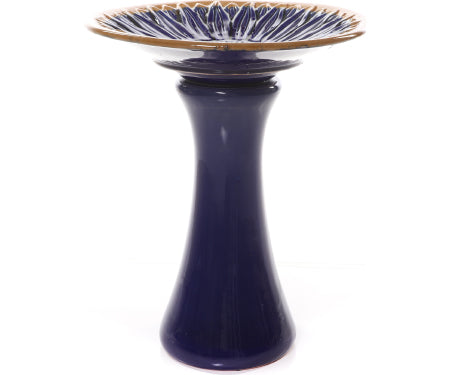 Sunflower Birdbath Blue w/ Gold Rim Blue Base