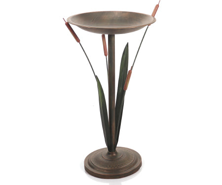 Bird Bath with Cat Tails