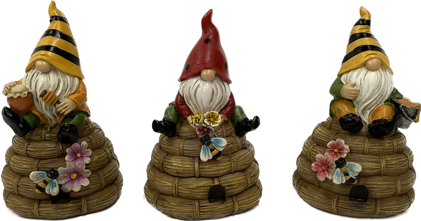 Resin Gnome Sitting on Beehive