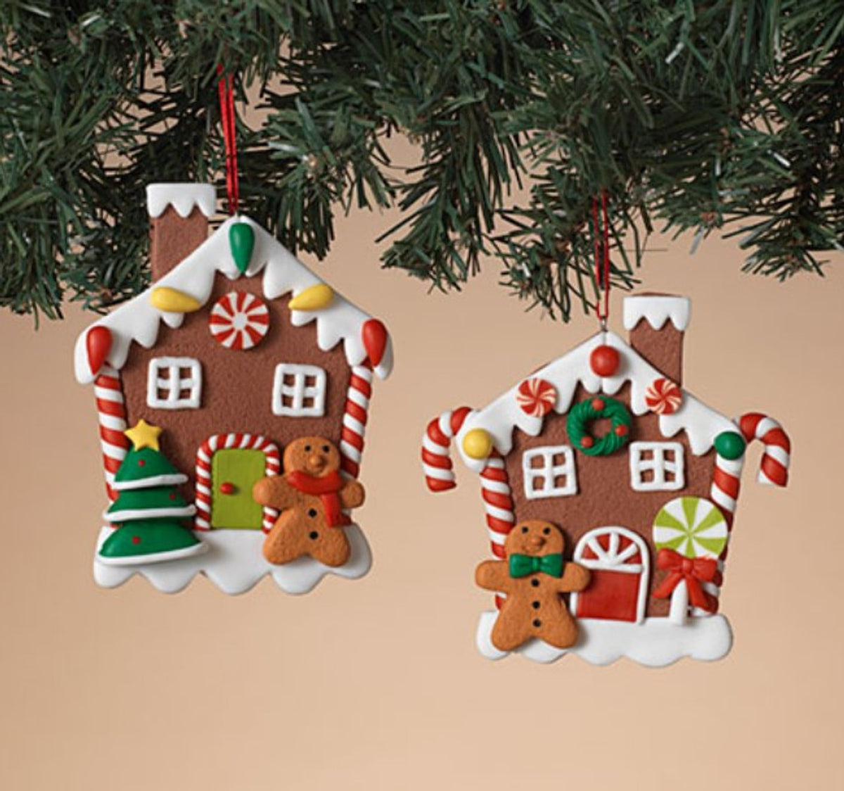 4.25”H Clay Dough Gingerbread House Ornament