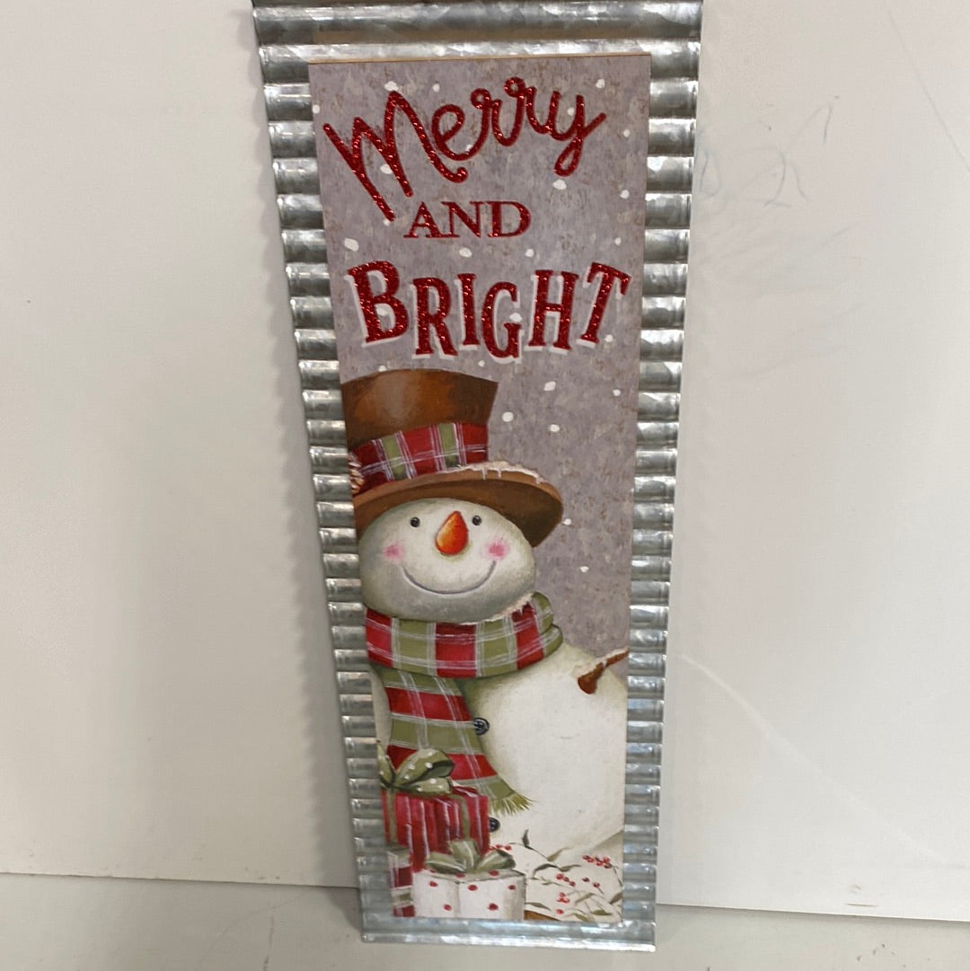 23.75” Wood and Galvanized Metal Holiday Sign