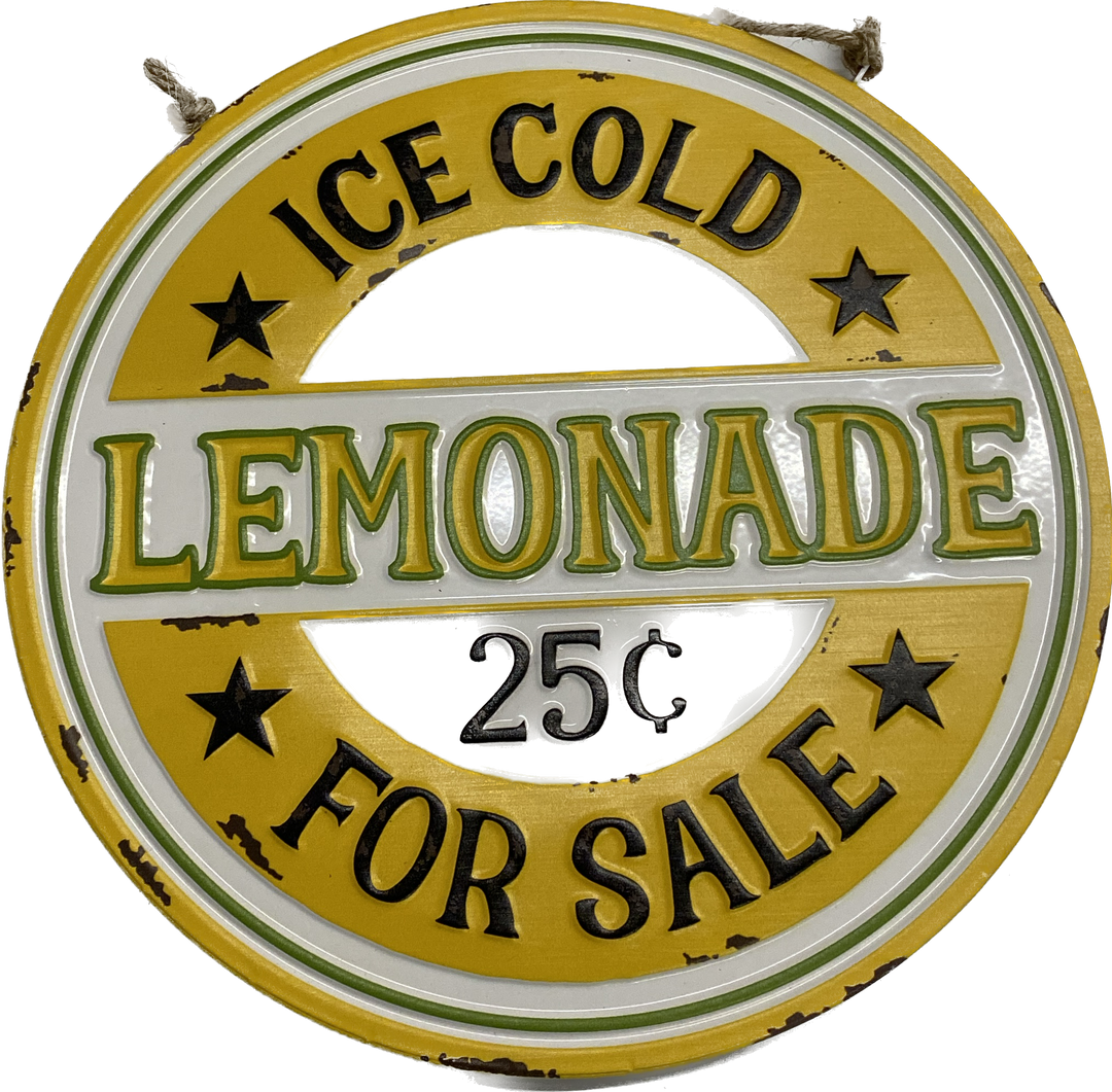 Ice Cold Lemonade Round Sign