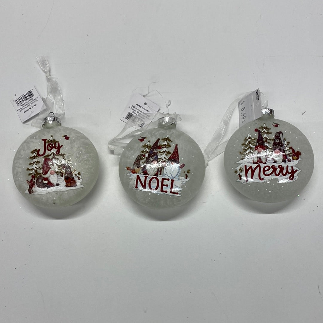 Frosted Glass Gnome Design Ornament