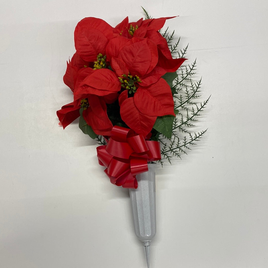 23” Red Poinsettia With Gold Berries