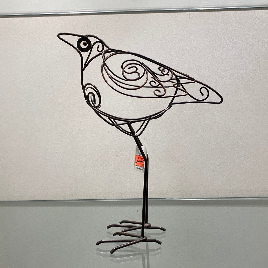 11.5"H Metal Bird with Stoneware Body