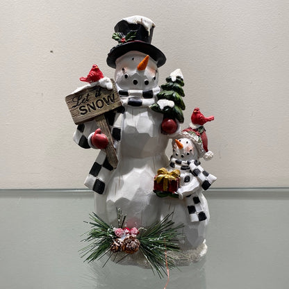 9” Resin Snowman Figurine w Sign