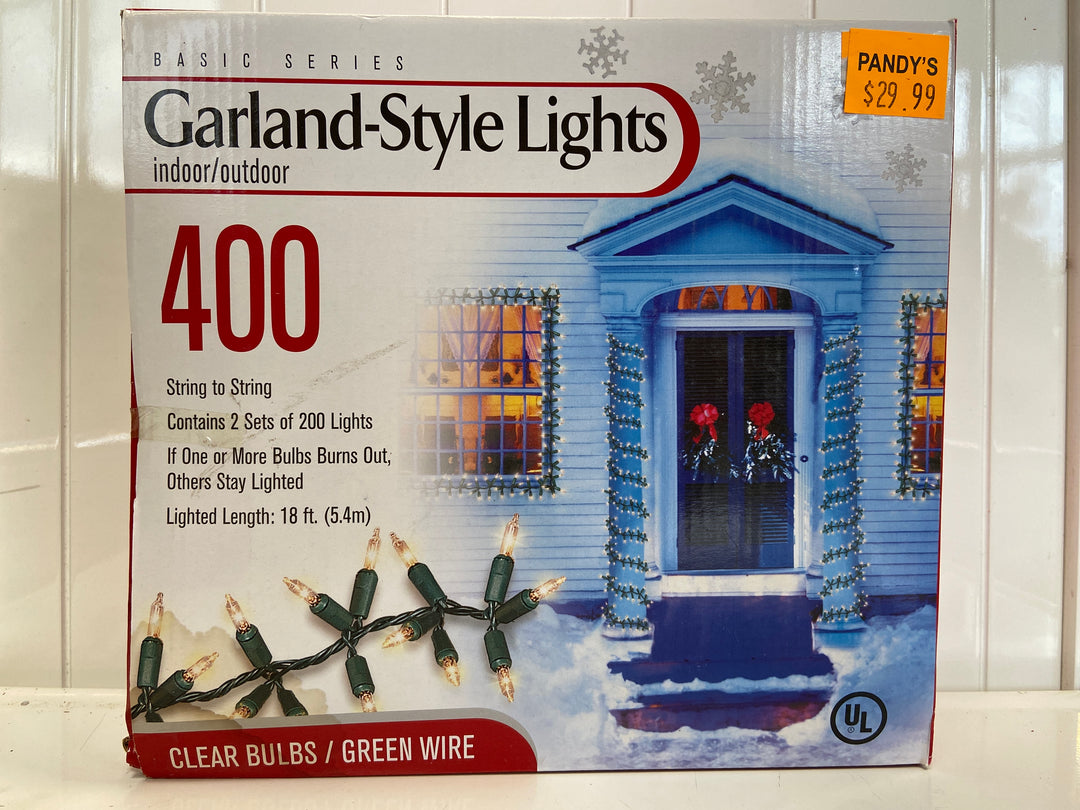 Holiday Lights 400 Garland Style Lights Clear Bulb