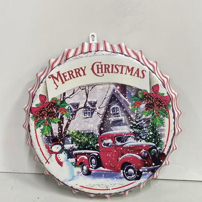 16.5”D Metal Holiday Design Bottle-cap Wall Decoration