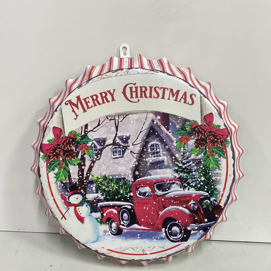 16.5”D Metal Holiday Design Bottle-cap Wall Decoration
