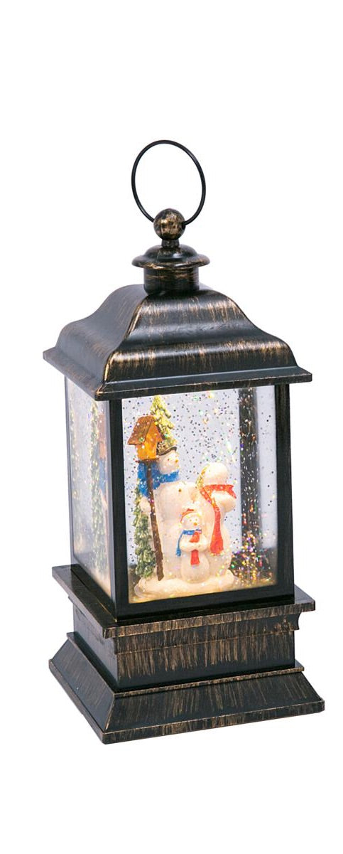 XX1 Lighted Spinning Water Globe Lantern w/ Snowmen Holiday Scene