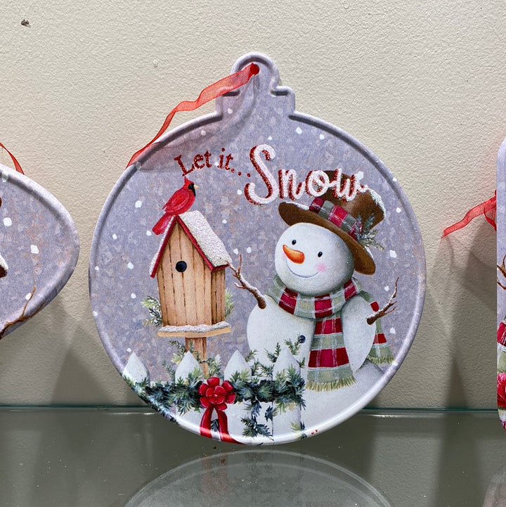 8.2”L Metal Holiday Snowman Decor