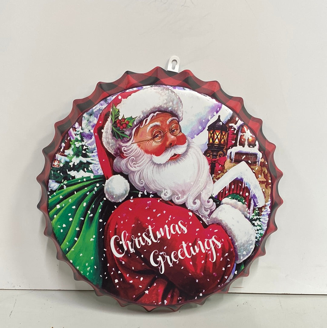 16.5”D Metal Holiday Design Bottle-cap Wall Decoration