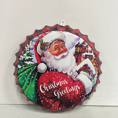 16.5”D Metal Holiday Design Bottle-cap Wall Decoration