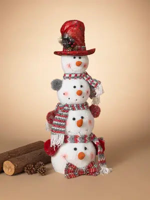 26"H Plush Holiday Stacking Snowmen