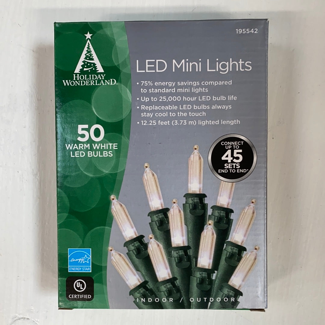 LED Mini Lights 50 Warm White Bulbs