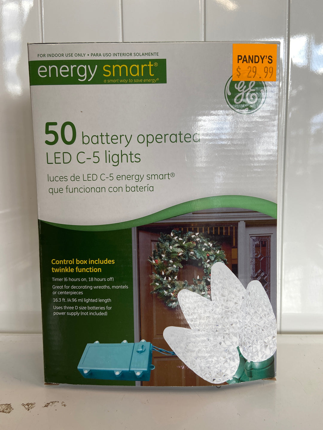 Holiday Lights 50 Battery Operated LED C5 Lights White