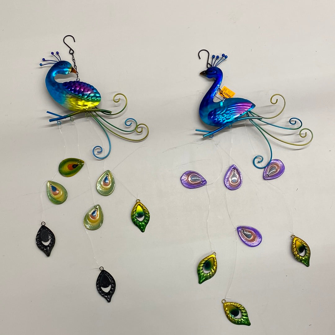 Metal & Fused Glass Peackcock Windchime