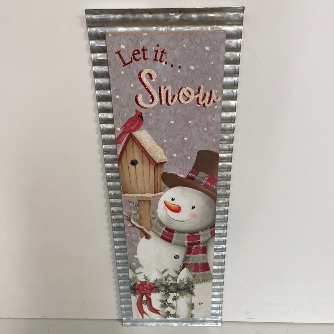 23.75” Wood and Galvanized Metal Holiday Sign