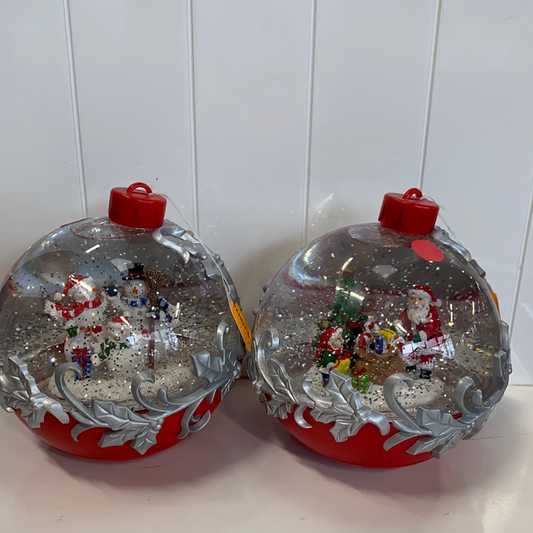 Big Red Santa and Snowman Water Globe