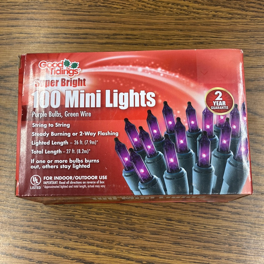 Holiday Lights 100 Super Bright Mini Lights Purple Bulbs