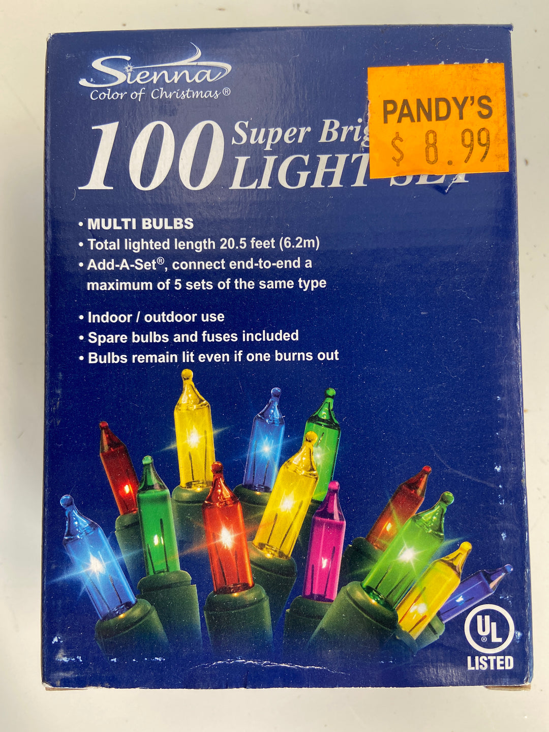 Holiday Lights 100 Super Bright Light Set Multi Bulbs