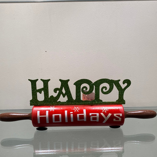 16.75”L Wood & Metal Holiday Roller