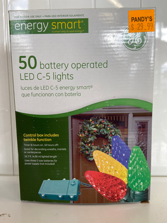 Holiday Lights 50 Battery Operated LED C5 Lights Multicolor
