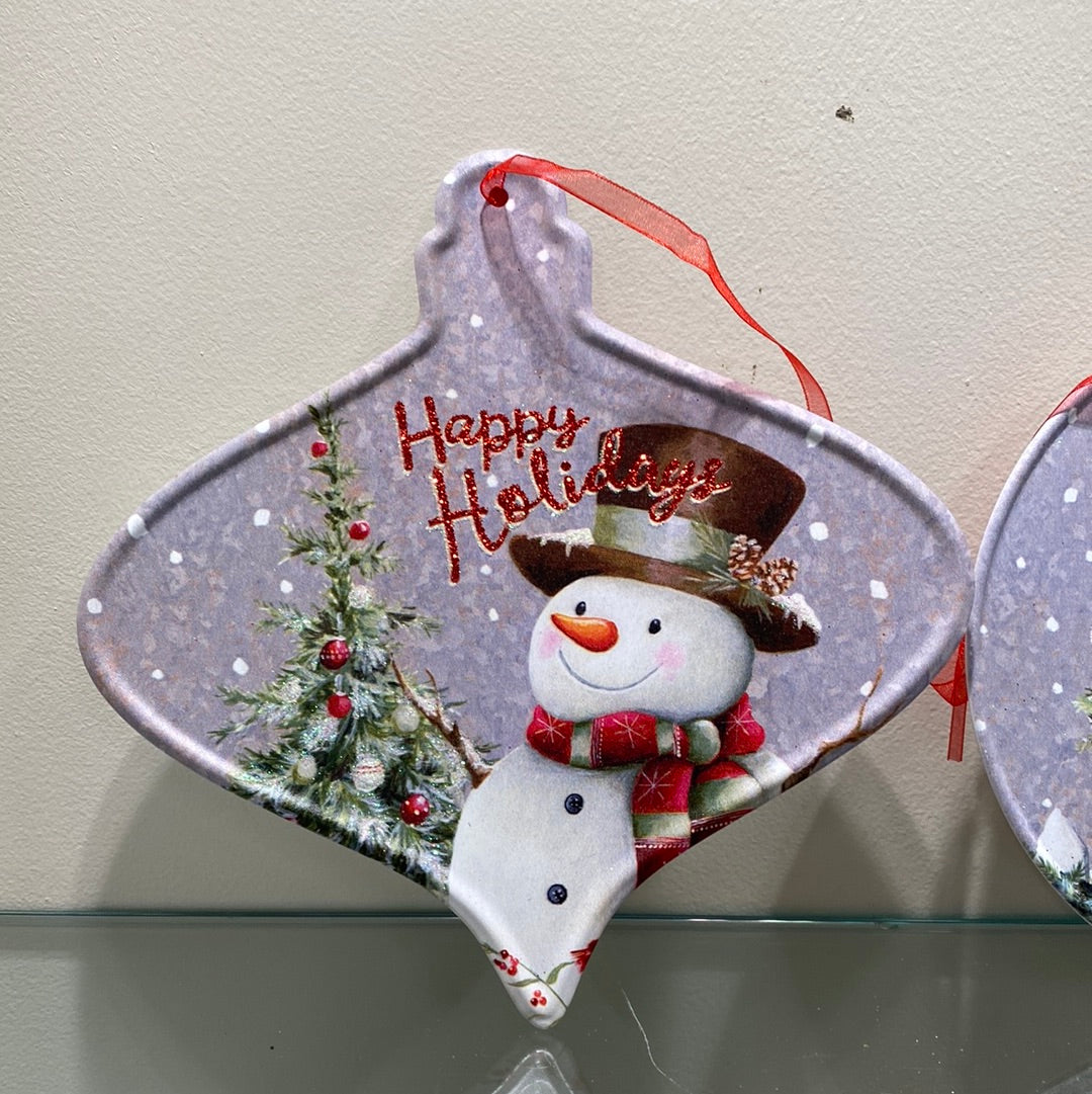 8.2”L Metal Holiday Snowman Decor