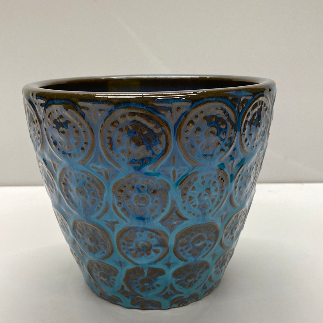 6.2" Tapered Pot with Medallion Green