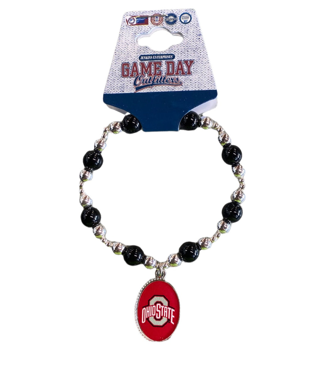 Ohio State Beaded Charm Bracelet